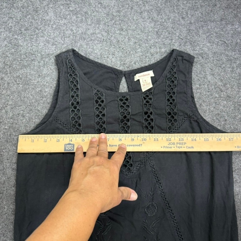Sundance Black Embroidered Eyelet Detail Sleeveless Dress Size 6 - Picture 6 of 7